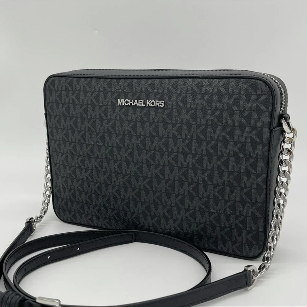 Michael Kors EW Crossbody Bag Black Leather - Picture 1 of 9